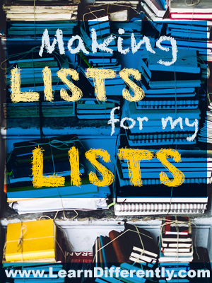 making lists for my lists